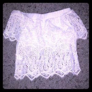White lace off-the-shoulder Top